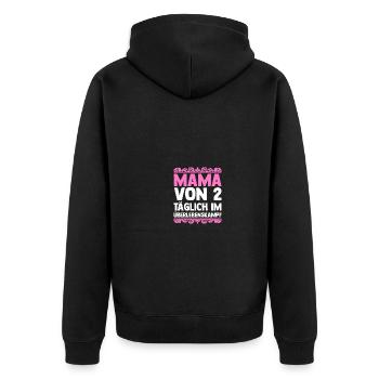 Mama Von 2 Kindern - Unisex Premium Bio Zip Hoodie - Schwarz - Hinten - Nico (187cm)