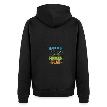 Karnevalskostüm Bier Fasching Karneval - Unisex Premium Bio Zip Hoodie - Schwarz - Hinten - Nico (187cm)
