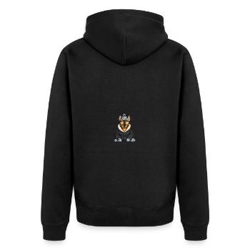 Doberman chien bande dessinée d’hiver - Veste à capuche bio Premium Unisexe - noir - Dos - Nico (187cm)