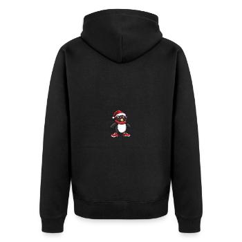 Pinguin Weihnachten Cool X-Mas - Unisex Premium Bio Zip Hoodie - Schwarz - Hinten - Nico (187cm)