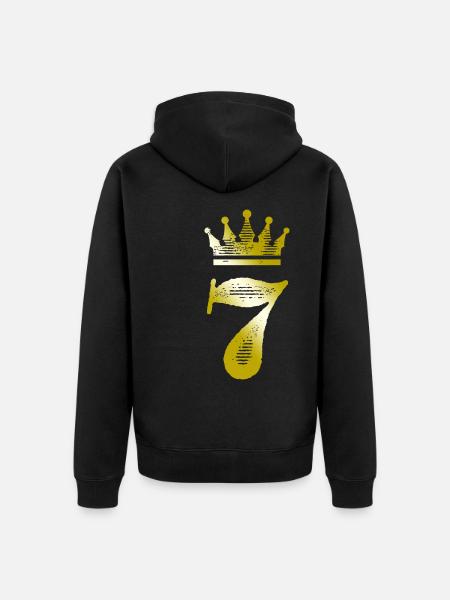 7 Chiffre Couronne Or - Veste à capuche bio Premium Unisexe - noir