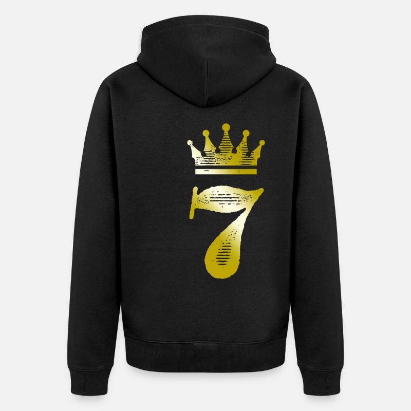7 Chiffre Couronne Or - Veste à capuche bio Premium Unisexe - noir