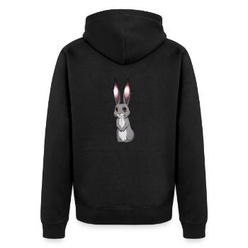 Cartoon Rabbit - Unisex Premium Organic Zip Hoodie - black - Back - Nico (187cm)
