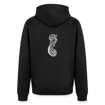 Conception de tatouage maori dynamique en blanc - Veste à capuche bio Premium Unisexe - noir - Dos - Nico (187cm)
