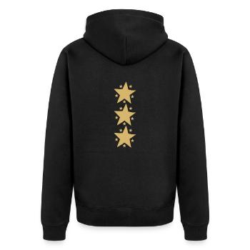 stern gold dreifach - Unisex Premium Bio Zip Hoodie - Schwarz - Hinten - Nico (187cm)