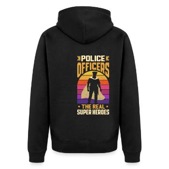 Real Heroes Father’s Day Design pour Policeman - Veste à capuche bio Premium Unisexe - noir - Dos - Nico (187cm)