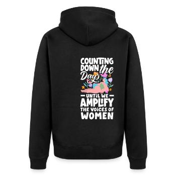 Counting down the days until we amplify the - Unisex Premium Organic Zip Hoodie - black - Back - Nico (187cm)