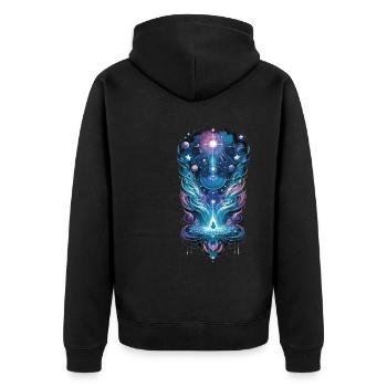 Cosmic Ayahuasca Vision - Unisex Premium Bio Zip Hoodie - Schwarz - Hinten - Nico (187cm)