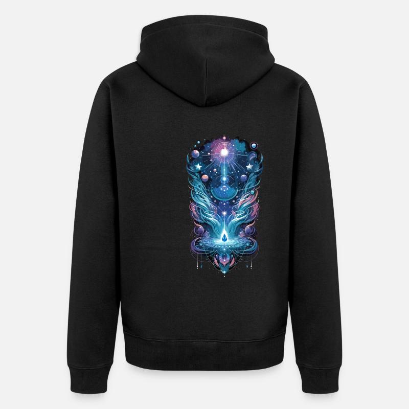 Vision cosmique de l’Ayahuasca - Veste à capuche bio Premium Unisexe - noir
