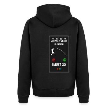 Pole Vault Pole Vault Saying Funny Joke - Unisex Premium Organic Zip Hoodie - black - Back - Nico (187cm)