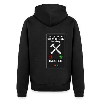 Whittling Holzschnitzer Holz Schnitzen Spruch - Unisex Premium Bio Zip Hoodie - Schwarz - Hinten - Nico (187cm)