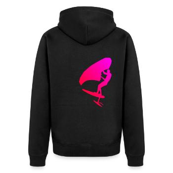 Hommes femmes foilwing wingsurfen wingfoil - Veste à capuche bio Premium Unisexe - noir - Dos - Nico (187cm)