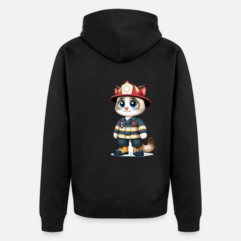 Chat mignon pompier - Veste à capuche bio Premium Unisexe - noir