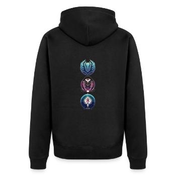 Zeichen Fabelwesen - Unisex Premium Bio Zip Hoodie - Schwarz - Hinten - Nico (187cm)
