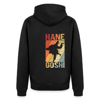 Japanischer Kampfsport Judo - Unisex Premium Bio Zip Hoodie - Schwarz - Hinten - Nico (187cm)