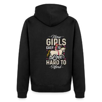 Equestrian Horse Girls Easy To Love Hard To Afford - Unisex Premium Bio Zip Hoodie - Schwarz - Hinten - Nico (187cm)