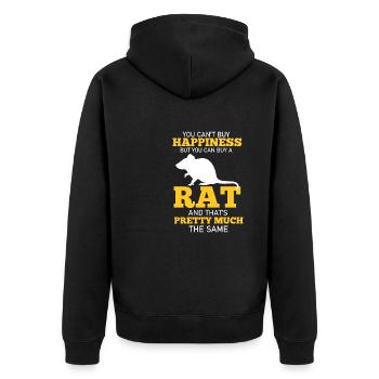 You Cant Buy Happiness But Ratte Nagetier Haustier - Unisex Premium Bio Zip Hoodie - Schwarz - Hinten - Nico (187cm)