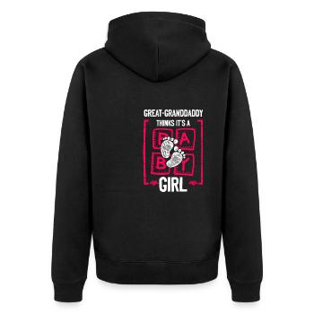 Great-Granddaddy Thinks It's a Girl Gender Reveal - Unisex Premium Organic Zip Hoodie - black - Back - Nico (187cm)