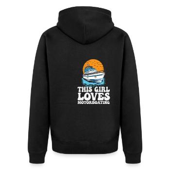 This Girl Loves Motorboating Pontoon Queen Funny - Unisex Premium Organic Zip Hoodie - black - Back - Nico (187cm)