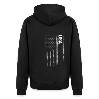 USA - American Flag - Unisex Premium Organic Zip Hoodie - black - Back - Nico (187cm)