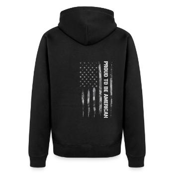 Proud To Be American - Unisex Premium Bio Zip Hoodie - Schwarz - Hinten - Nico (187cm)