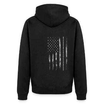 Sorry If My Patriotism Offends Y... - Unisex Premium Organic Zip Hoodie - black - Back - Nico (187cm)