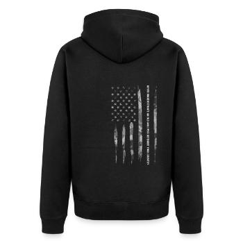 Never Underestimate An Old Man W... - Unisex Premium Bio Zip Hoodie - Schwarz - Hinten - Nico (187cm)