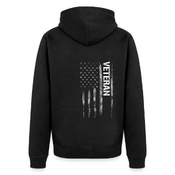 Veteran - American Flag - Unisex Premium Organic Zip Hoodie - black - Back - Nico (187cm)