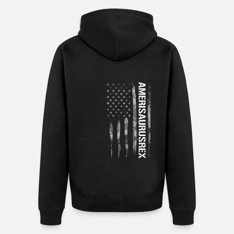 Amerisaurusrex - Drapeau américain - Veste à capuche bio Premium Unisexe - noir