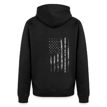 Soldiers Don't Brag But Their Gr... - Unisex Premium Bio Zip Hoodie - Schwarz - Hinten - Nico (187cm)