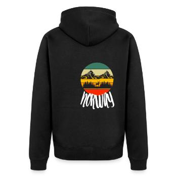 Norway Mountains Hiking Retro Nature - Unisex Premium Organic Zip Hoodie - black - Back - Nico (187cm)