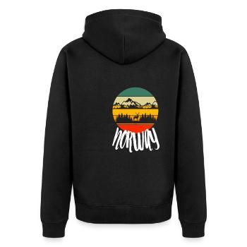 Scandinavia Mountains Deer Retro Norway Nature - Unisex Premium Organic Zip Hoodie - black - Back - Nico (187cm)