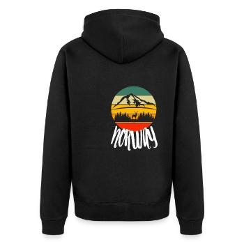 Norwegian Forest Animal Deer Retro Norway Nature - Unisex Premium Organic Zip Hoodie - black - Back - Nico (187cm)