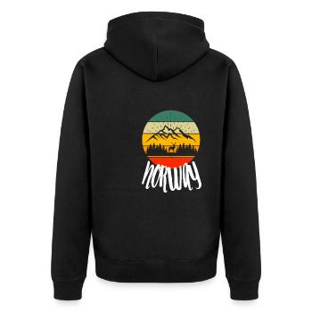 Norvège Montagnes Forêt Cerf Rétro Nature - Veste à capuche bio Premium Unisexe - noir - Dos - Nico (187cm)