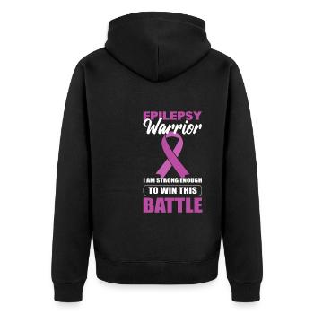 Epilepsie-Krieger Epileptologe - Unisex Premium Bio Zip Hoodie - Schwarz - Hinten - Nico (187cm)