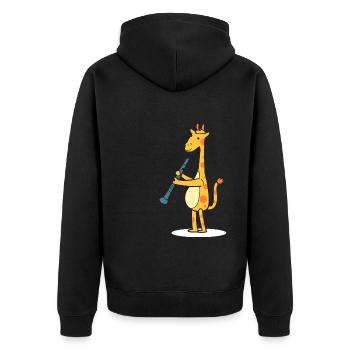Lustiges Tier mit Klarinette Bandmitglied - Unisex Premium Bio Zip Hoodie - Schwarz - Hinten - Nico (187cm)