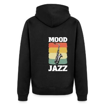Vintage -Saxophon Instrumentalist - Unisex Premium Bio Zip Hoodie - Schwarz - Hinten - Nico (187cm)