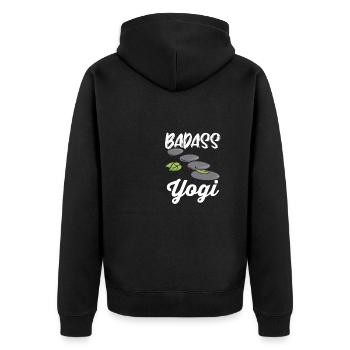 Badass Yogi - Unisex Premium Bio Zip Hoodie - Schwarz - Hinten - Nico (187cm)