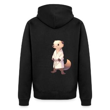 Judo Mungo - Unisex Premium Bio Zip Hoodie - Schwarz - Hinten - Nico (187cm)