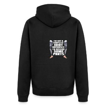Missing Some Parts - Unisex Premium Bio Zip Hoodie - Schwarz - Hinten - Nico (187cm)