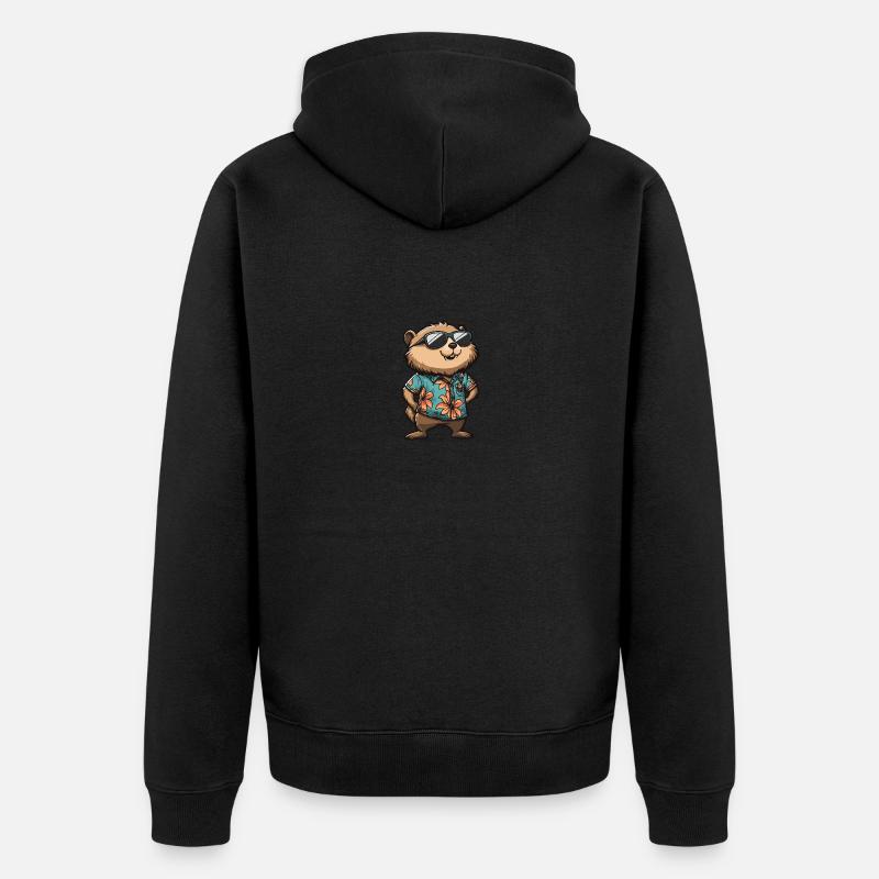 Beaver Comic Cool Summer - Unisex Premium Organic Zip Hoodie - black
