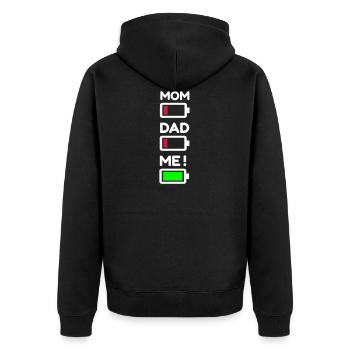 Mom Mad Me. La batterie est vide. Maman - papa - Veste à capuche bio Premium Unisexe - noir - Dos - Nico (187cm)
