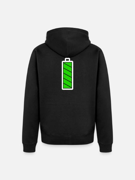 Batterie voll - Kind Baby - Energie volle Power - Unisex Premium Bio Zip Hoodie - Schwarz