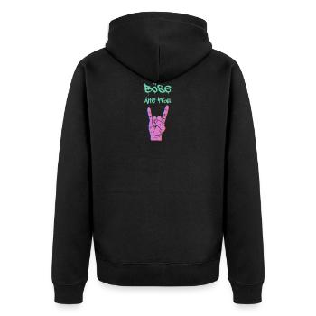 böse alte frau Spruch Geschenk - Unisex Premium Bio Zip Hoodie - Schwarz - Hinten - Nico (187cm)