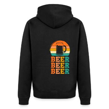 Bier Retro-Design Bier Geschenk - Unisex Premium Bio Zip Hoodie - Schwarz - Hinten - Nico (187cm)