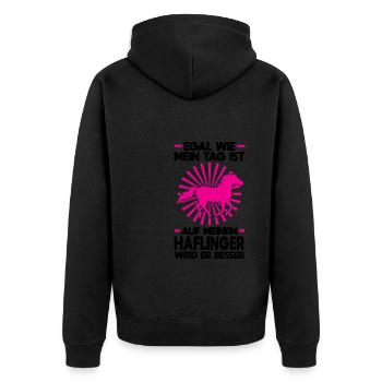 Haflinger Pferd Haflinger Liebhaber Geschenk - Unisex Premium Bio Zip Hoodie - Schwarz - Hinten - Nico (187cm)