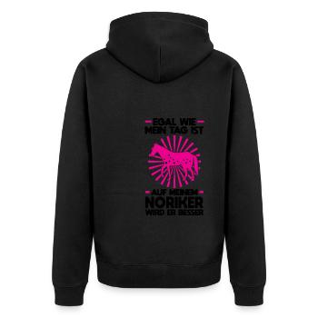 Noriker Pferd Pferde Geschenk - Unisex Premium Bio Zip Hoodie - Schwarz - Hinten - Nico (187cm)