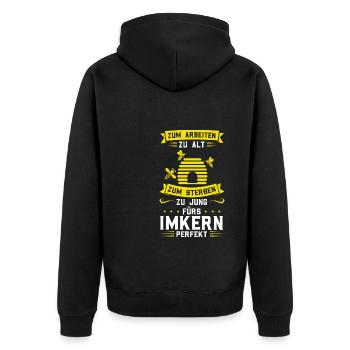 Imker Bienen Biene Geschenk - Unisex Premium Bio Zip Hoodie - Schwarz - Hinten - Nico (187cm)