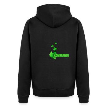 Maple leaf for Konstantin - Unisex Premium Organic Zip Hoodie - black - Back - Nico (187cm)