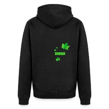 Geschenk für Diego - Unisex Premium Bio Zip Hoodie - Schwarz - Hinten - Nico (187cm)